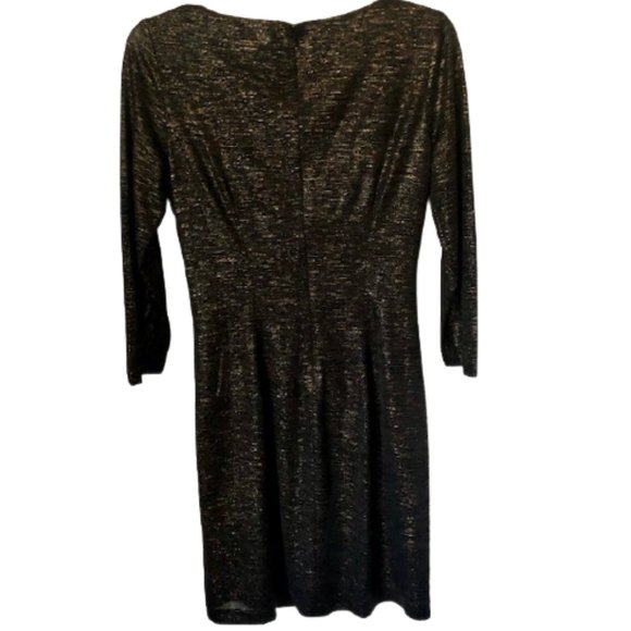 Cache Ruched Front Sheath w/ Goldtone Zippers - Black/Gold - M - Picture 5 of 9